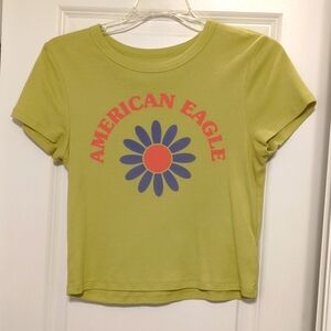 Green American eagle cropped shirt